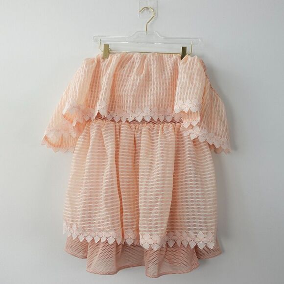 Fairy Coquette Mini Dress M Peach Blush Babydoll Beach Cocktail Talulah New $240